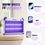 Aspectek 20W Indoor Bug Zapper Includes 2 Replacement Bulbs PURPLE + 2 BULBS