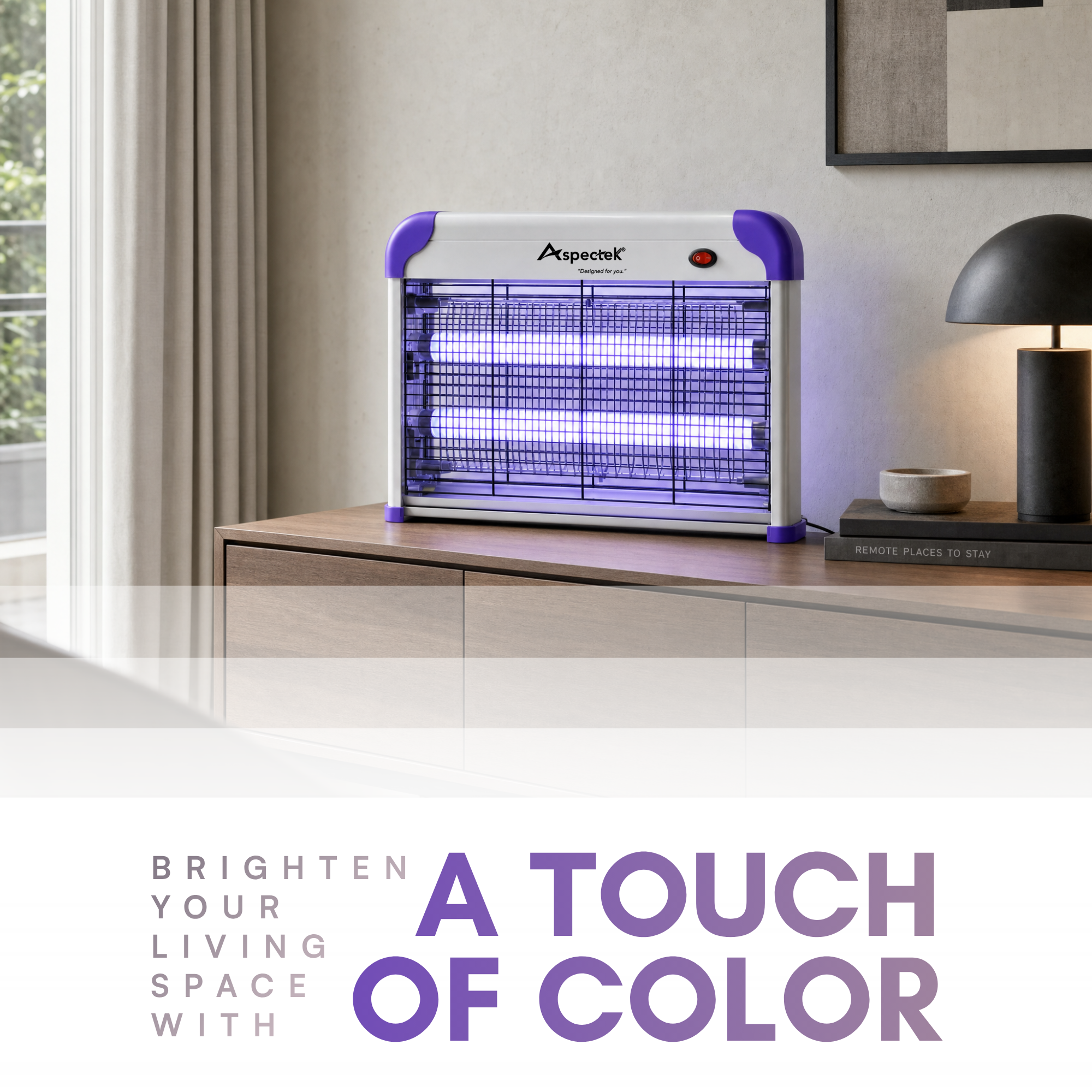 Aspectek 20W Indoor Bug Zapper with 2 Replacement Bulbs – Purple