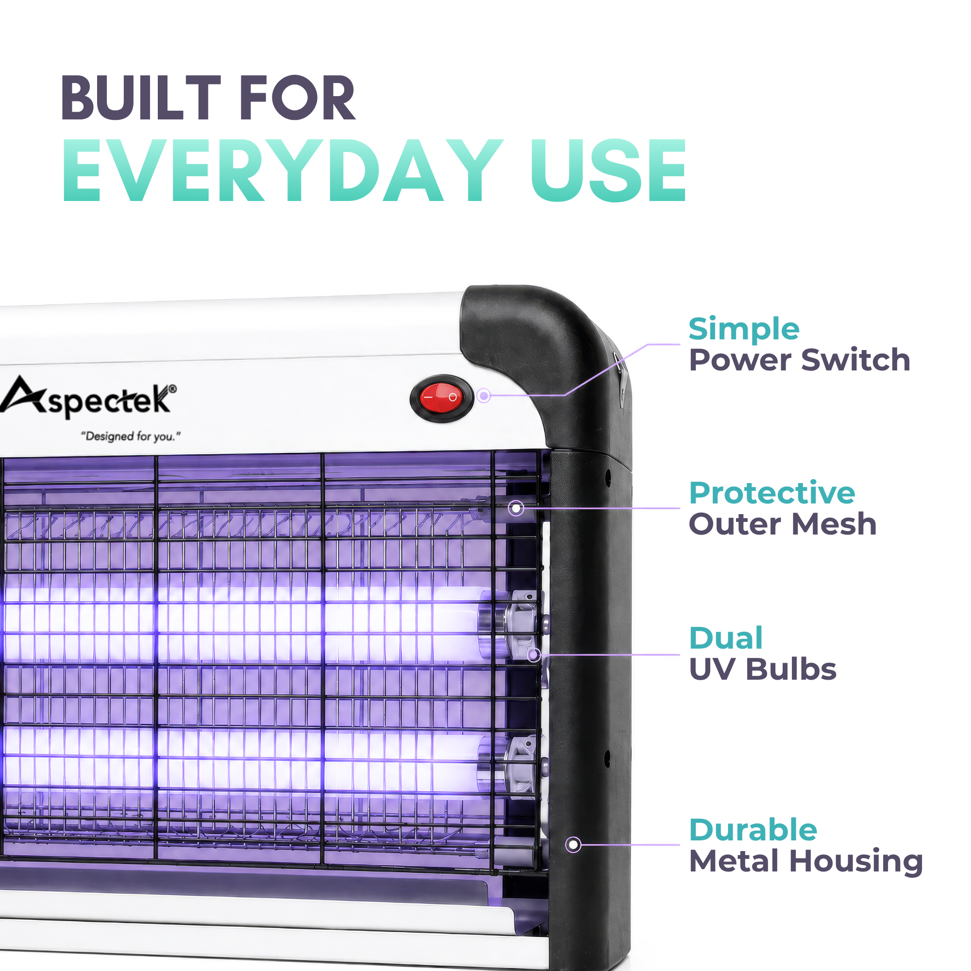 Aspectek 20W Indoor Bug Zapper – Solid Black Insect and Bug Lamp Zapper (CA)