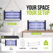 Aspectek 20W Bug Zapper with 2 Replacement Bulbs