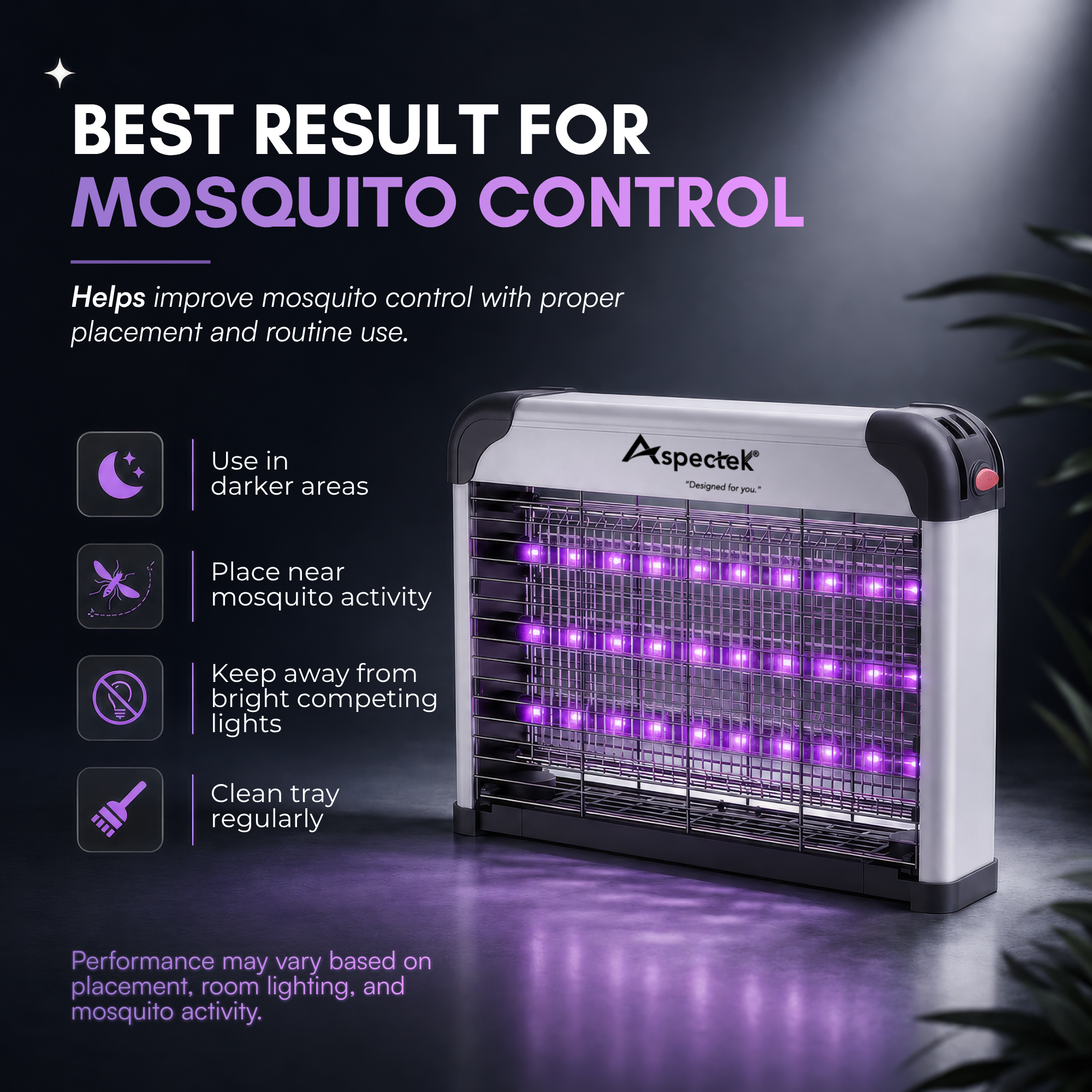 Aspectek LED Bug Zapper - Powerful High-Voltage Insect Killer Mosquito Zapper Indoor, 3 LED Light, Energy-Efficient & Durable Fly Trap