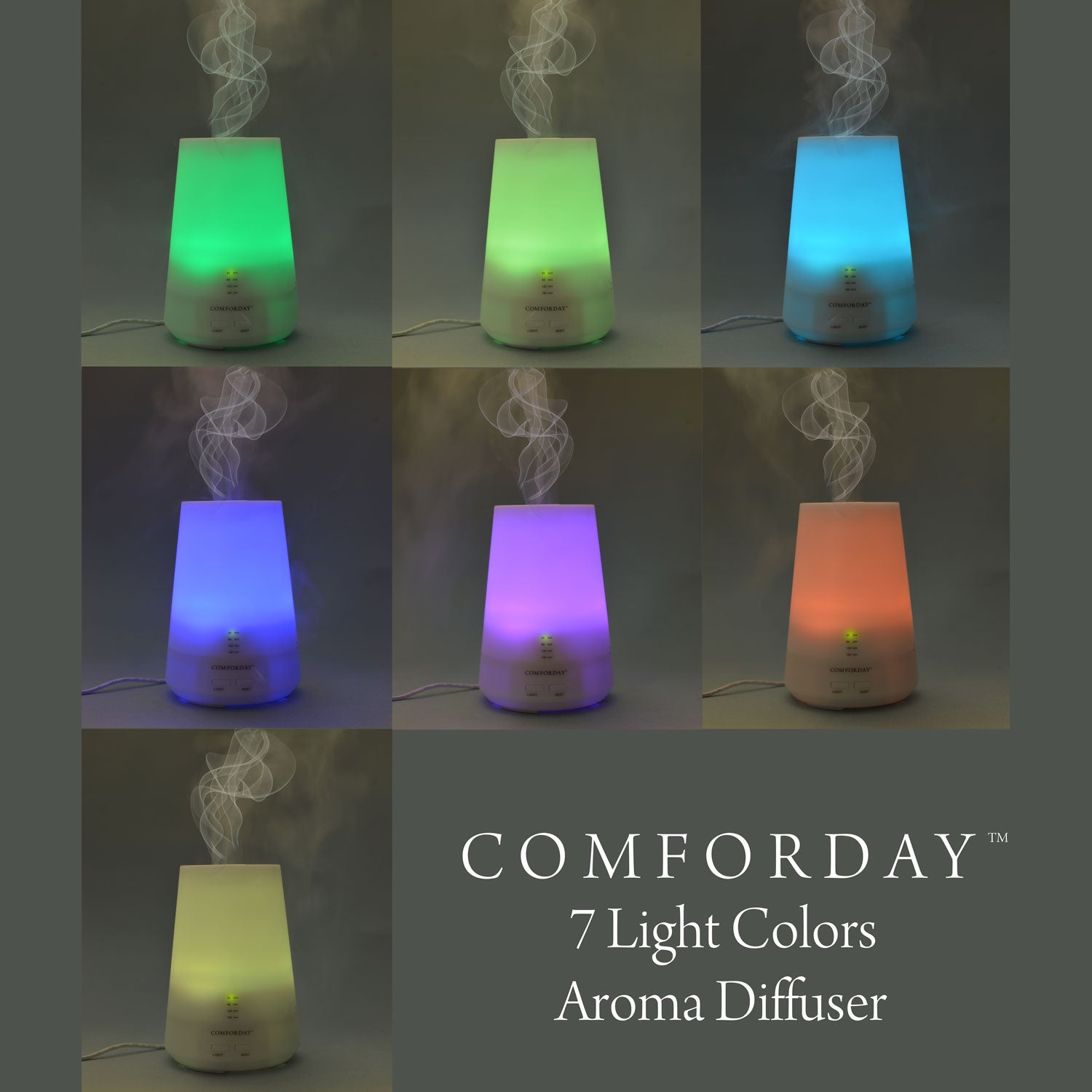 Aromatherapy Essential Oil Purifier Diffuser Air Humidifier with 4 Timer Settings & 7 Colors LED Changing Light