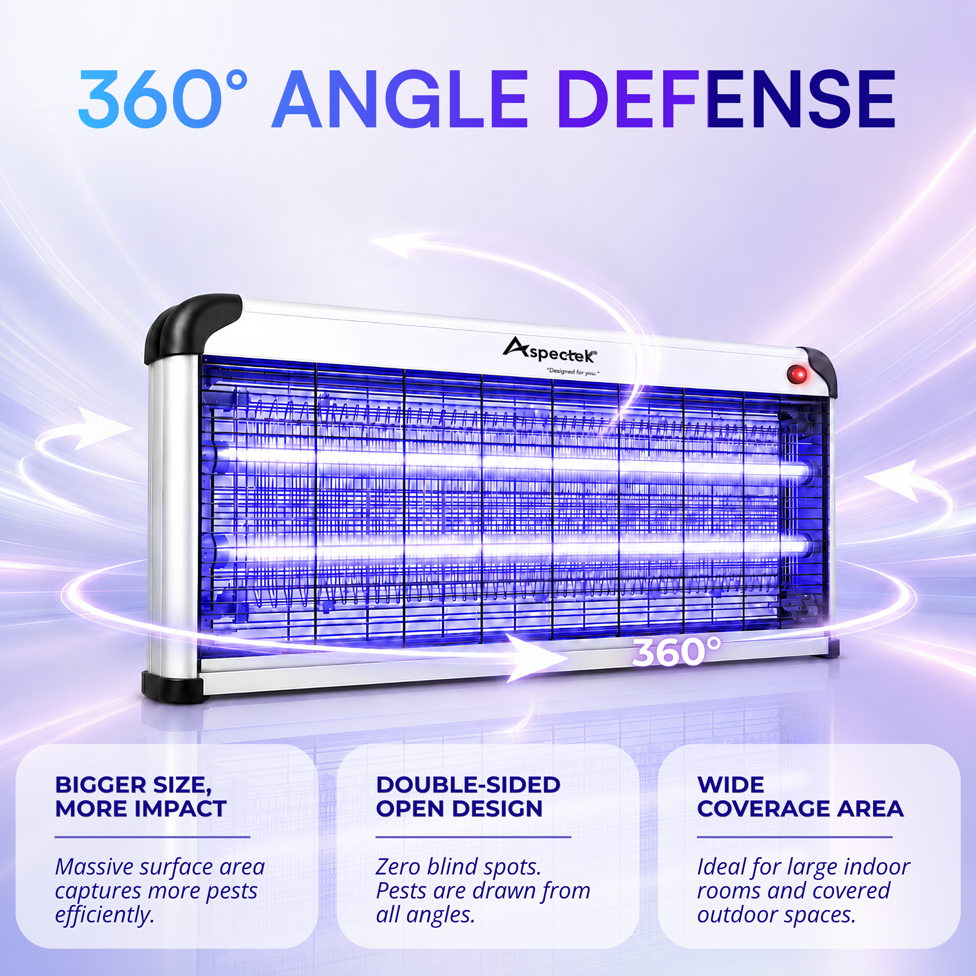 Aspectek 40W Indoor Bug Zapper, Powerful UV Bugs Lamp Attract Insects. Effective Against Flies and Mosquitos (CA)