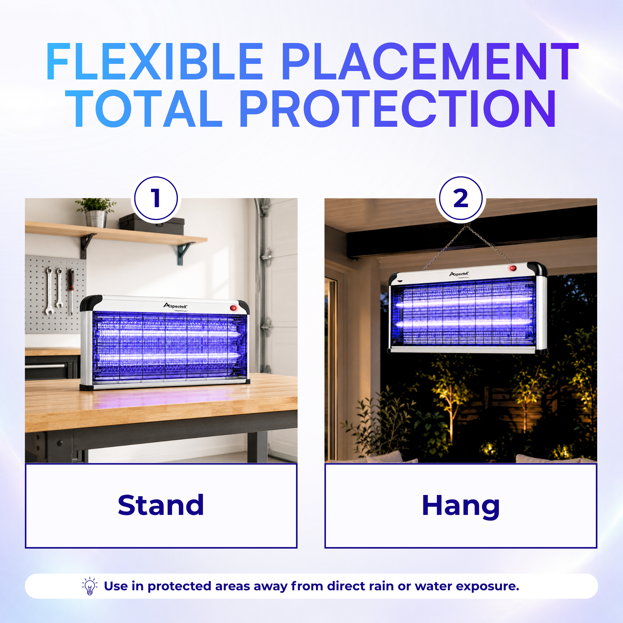 Aspectek 40W Indoor Bug Zapper, Powerful UV Bugs Lamp Attract Insects. Effective Against Flies and Mosquitos (CA)