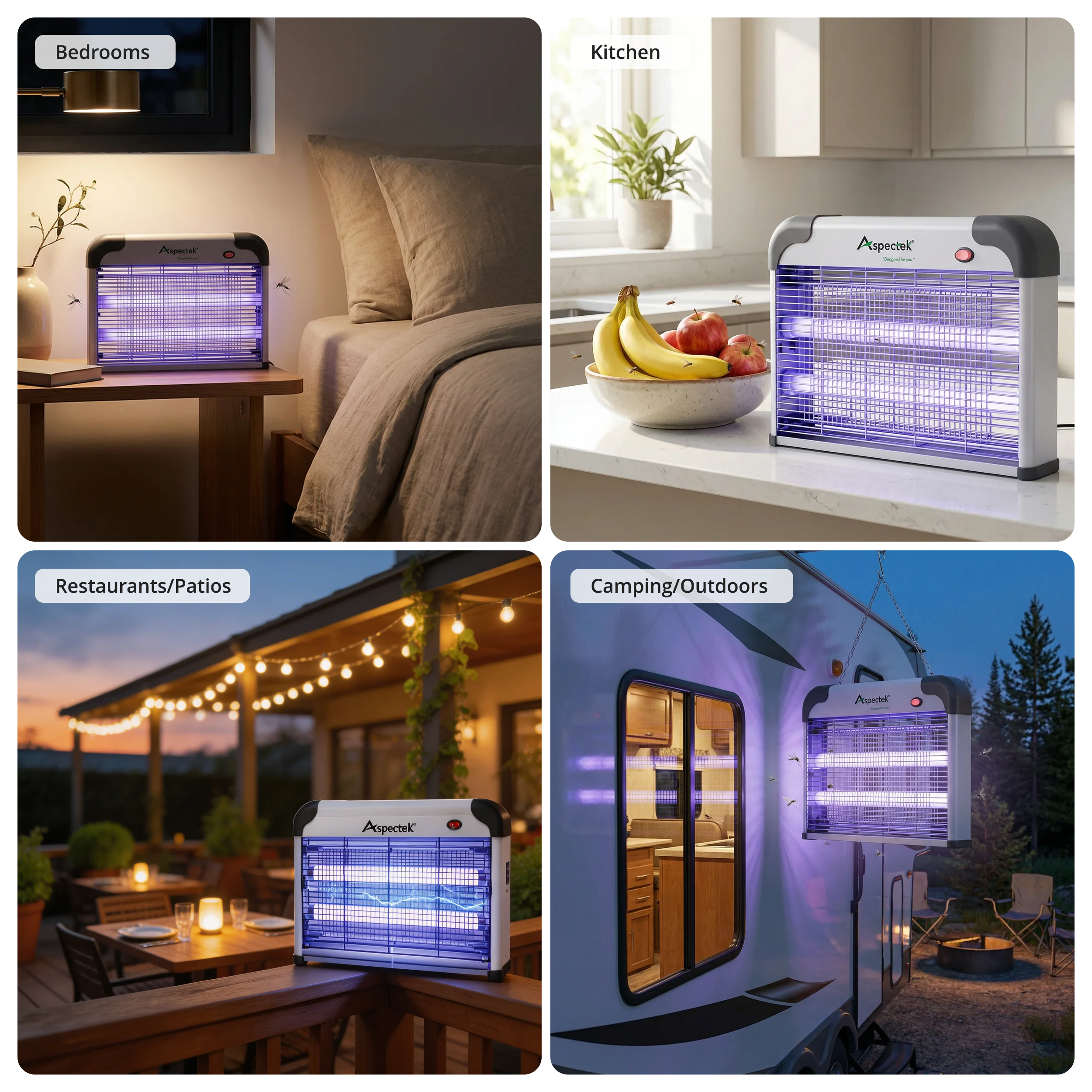 Aspectek 20W Indoor Bug Zapper, Includes 2 Replacement Bulbs, Mosquito Zapper, Insect Zapper, Bug Lamp Zapper