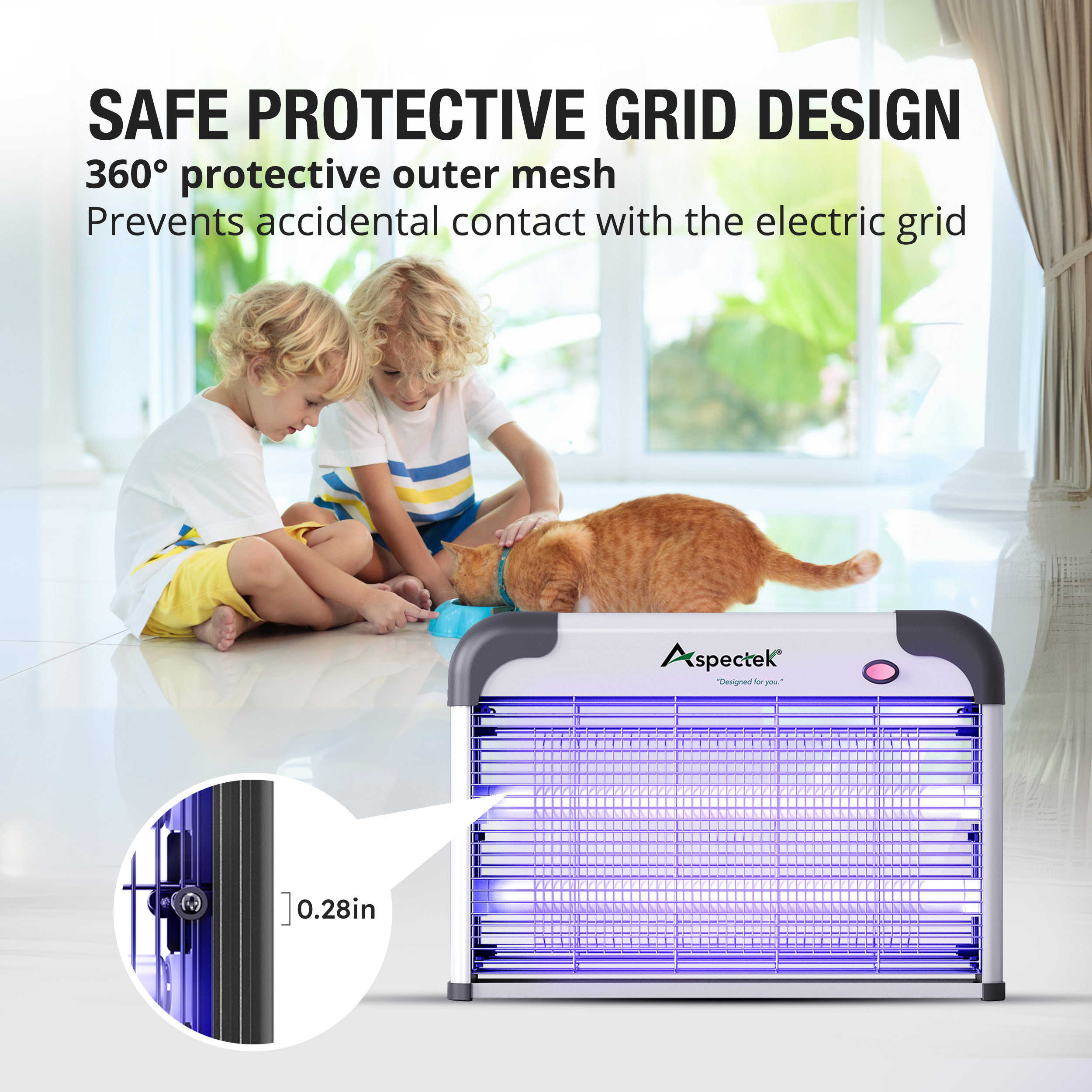 Aspectek 20W Indoor Bug Zapper, Includes 2 Replacement Bulbs, Mosquito Zapper, Insect Zapper, Bug Lamp Zapper