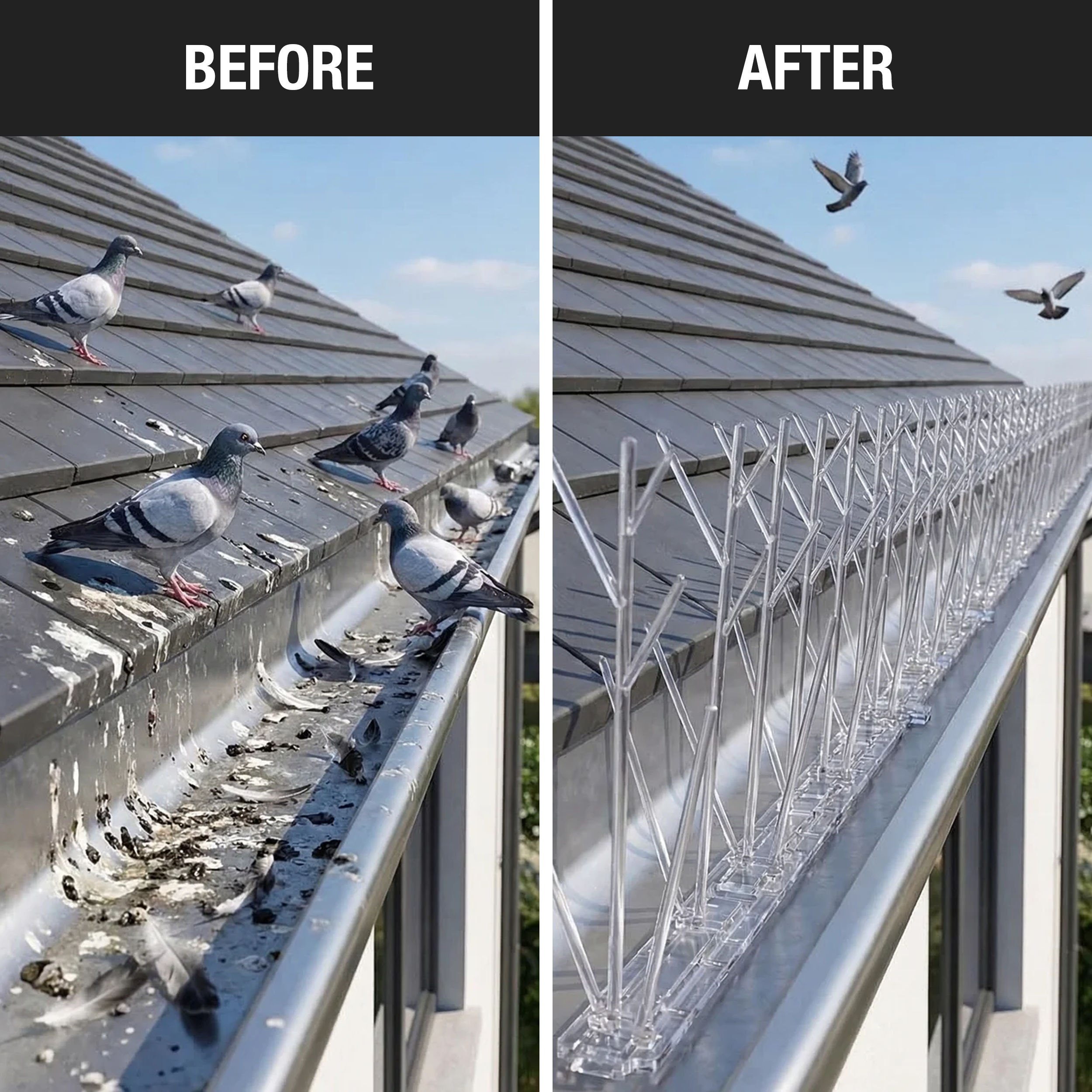 Aspectek Plastic Polycarbonate Bird Spikes Kit with Adhesive Glue, Covers 10 Feet (CA)