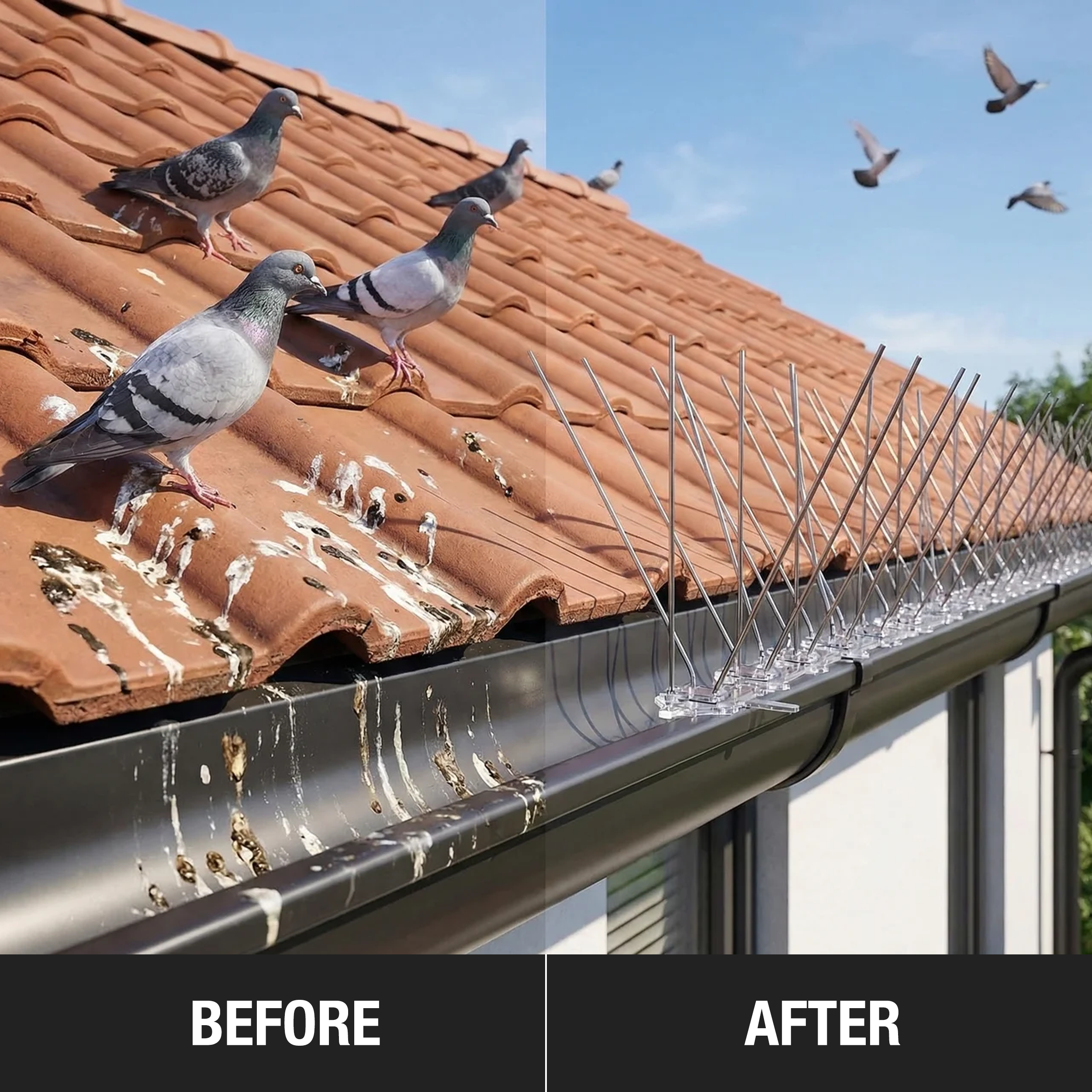 Aspectek Stainless Steel Bird Spikes Kit with Adhesive Glue, Covers 10 Feet