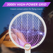 Aspectek 3000V Electric Fly Swatter for Indoor and Outdoor, Portable, Foldable, Rechargeable with Improved Battery Life, Fly Zapper USB Charging Cable