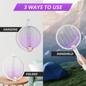 Aspectek 3000V Electric Fly Swatter for Indoor and Outdoor, Portable, Foldable, Rechargeable with Improved Battery Life, Fly Zapper USB Charging Cable