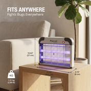 Upgraded Aspectek 20W Electric Bug Zapper, Bug Fly Zapper. Effective Mosquito, Fly, and Insect Zapper. Includes 2 Extra Bulbs. Lightweight Design, 2800V Electric Grid.