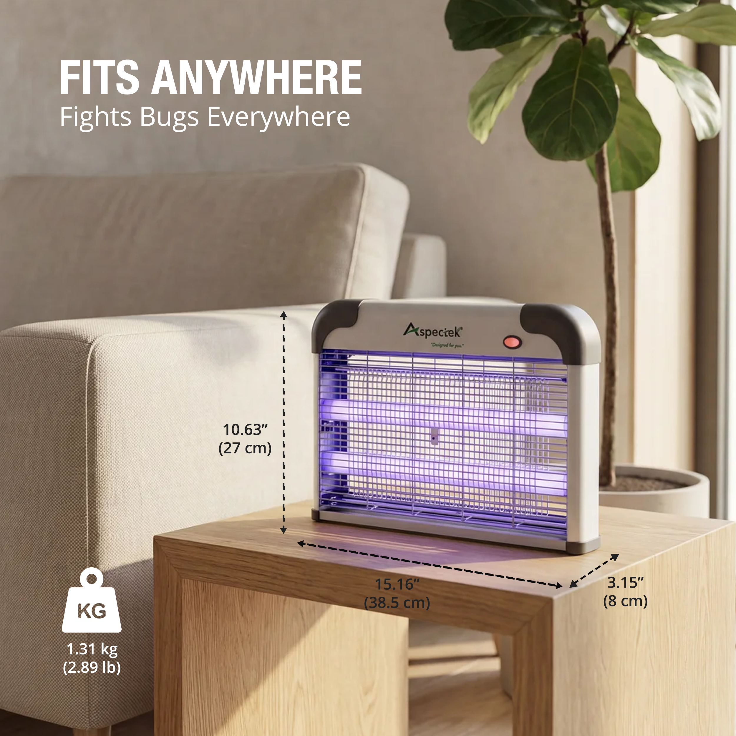 Upgraded Aspectek 20W Electric Bug Zapper, Bug Fly Zapper. Effective Mosquito, Fly, and Insect Zapper. Includes 2 Extra Bulbs. Lightweight Design, 2800V Electric Grid.