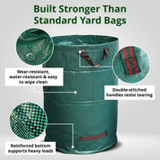 GardenHOME 53 Gallon Yard Leaf Waste Bag – Heavy-Duty Reusable Garden Bag for Leaves, Grass & Yard Debris, Tear-Resistant Woven Fabric, Upright Stand-Up Design