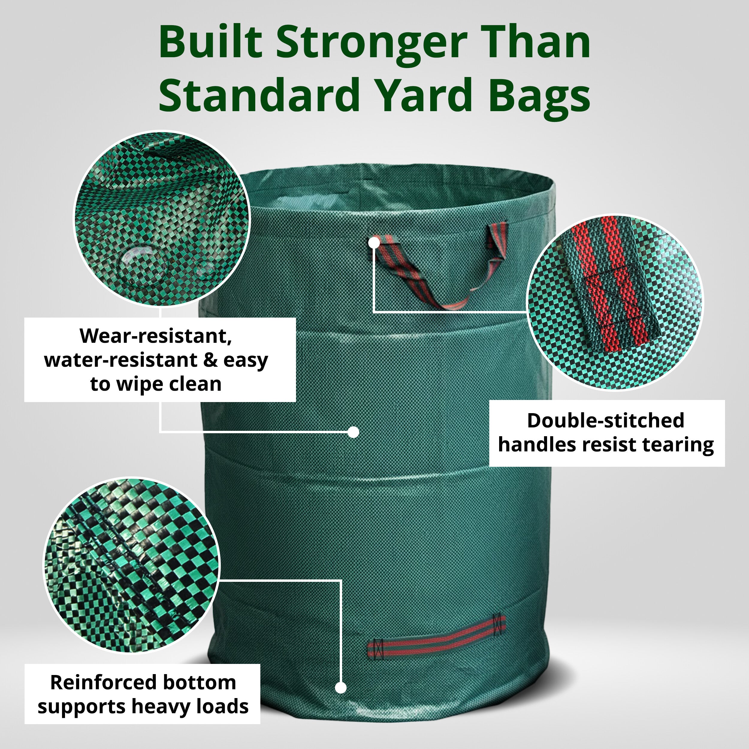 GardenHOME 53 Gallon Yard Leaf Waste Bag – Heavy-Duty Reusable Garden Bag for Leaves, Grass & Yard Debris, Tear-Resistant Woven Fabric, Upright Stand-Up Design