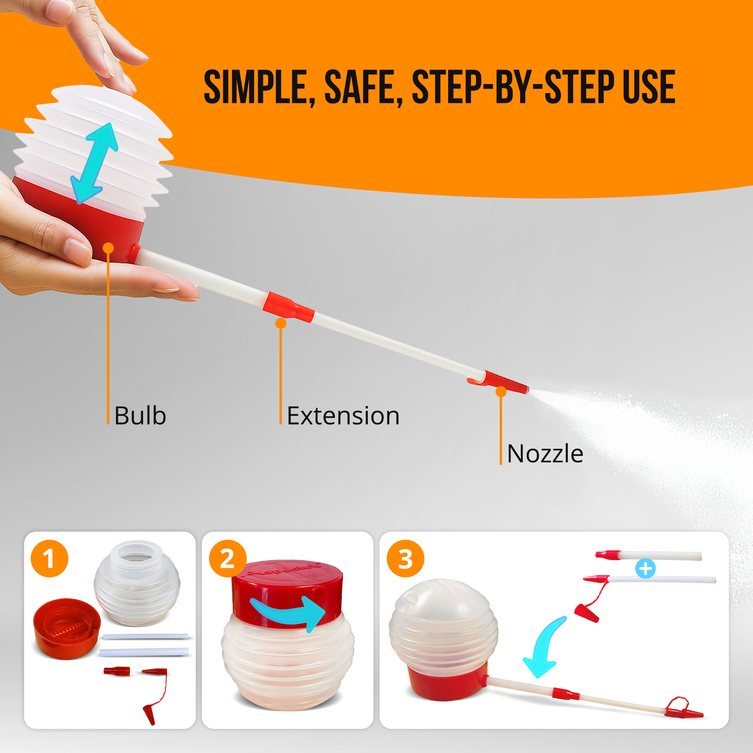 ASPECTEK Safe and Practical Powder Duster, Dust Applicator with Extension Nozzle
