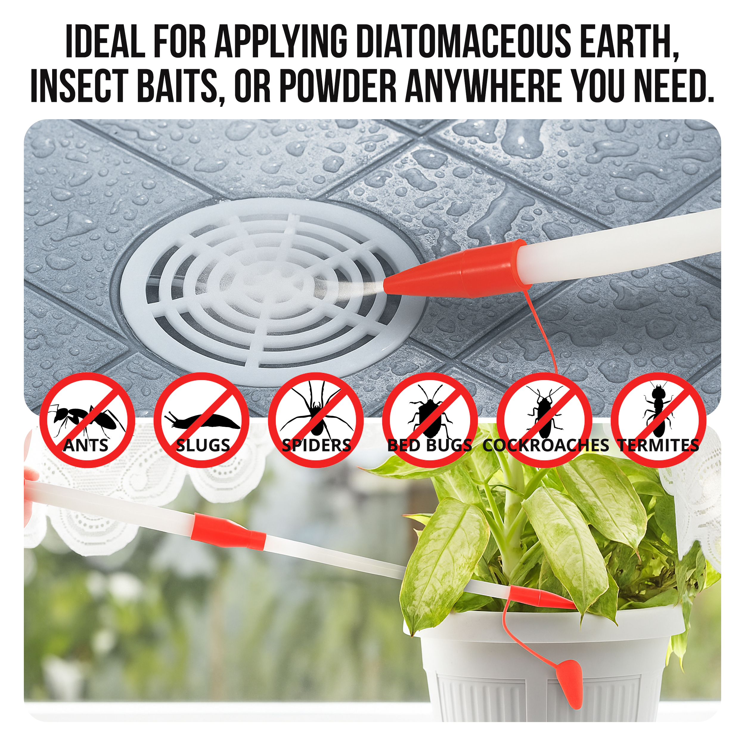 ASPECTEK Safe and Practical Powder Duster, Dust Applicator with Extension Nozzle