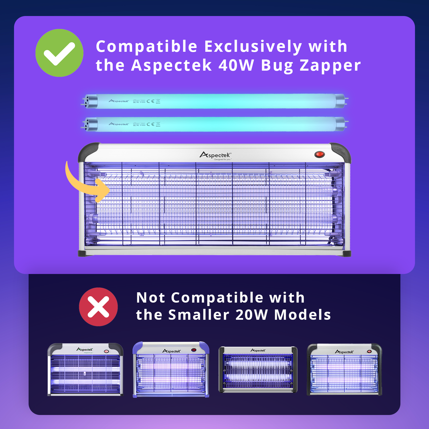 ASPECTEK UV Vliegenlamp Elektrisch 20W - Insectenverdelger Met Beschermende Kooi