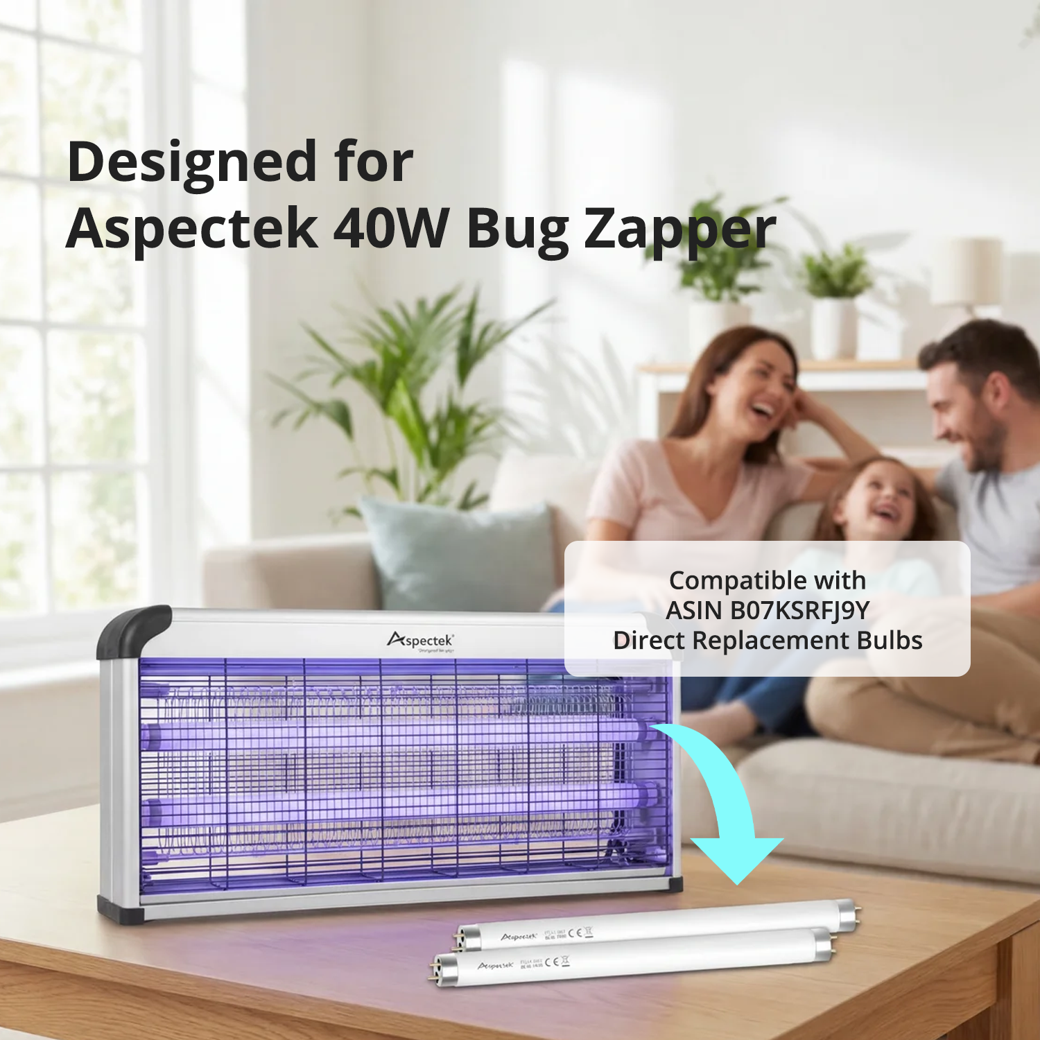 Aspectek Bug Zapper Replacement UV Lamp Bulb Light Tube 20W for 40W Electronic Bug Zapper, 2-Pack