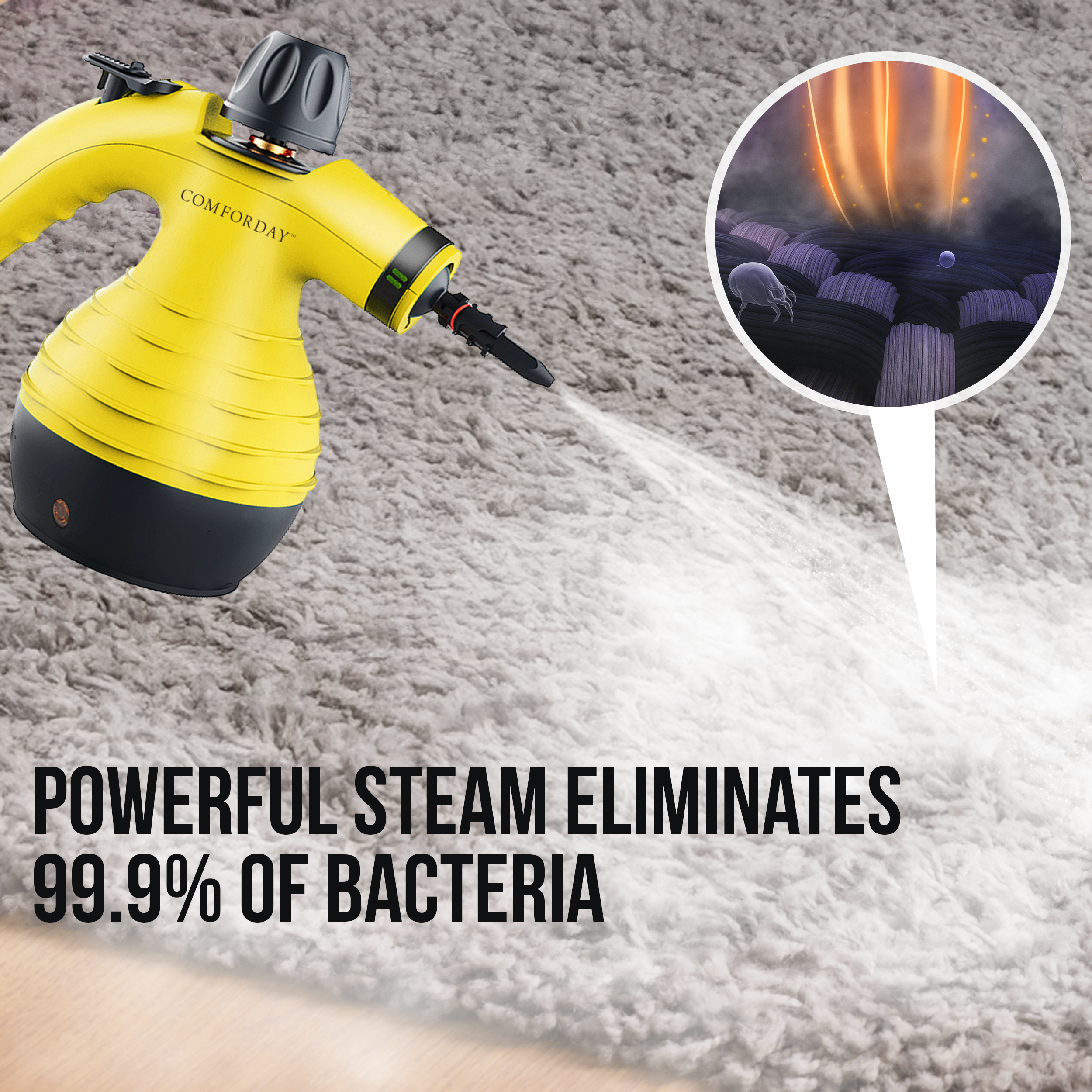 Comforday Multi-Purpose Handheld Pressurized Steam Cleaner with 9-Piece Accessories