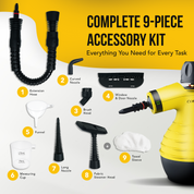 Comforday Multi-Purpose Handheld Pressurized Steam Cleaner with 9-Piece Accessories