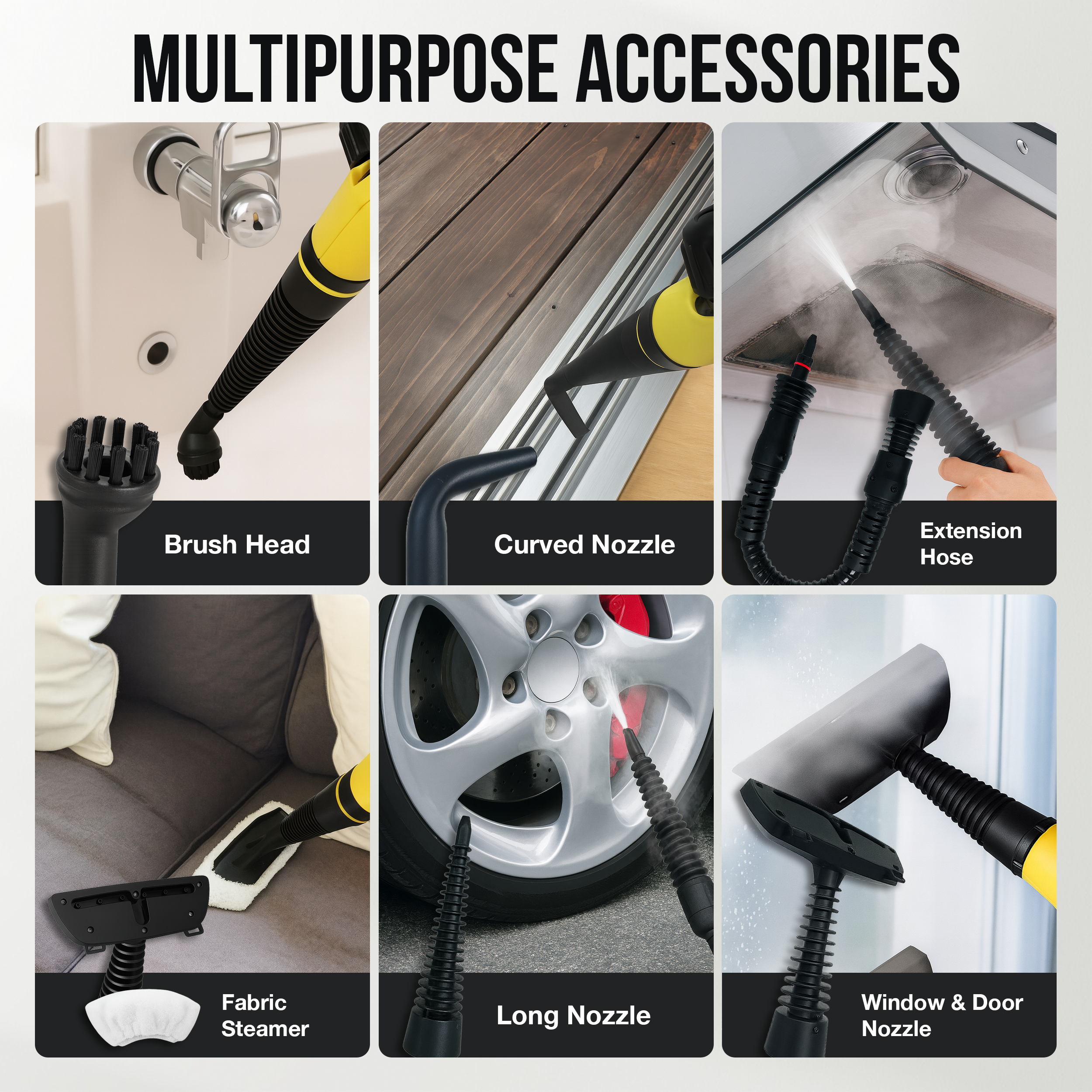 Comforday Multi-Purpose Handheld Pressurized Steam Cleaner with 9-Piece Accessories