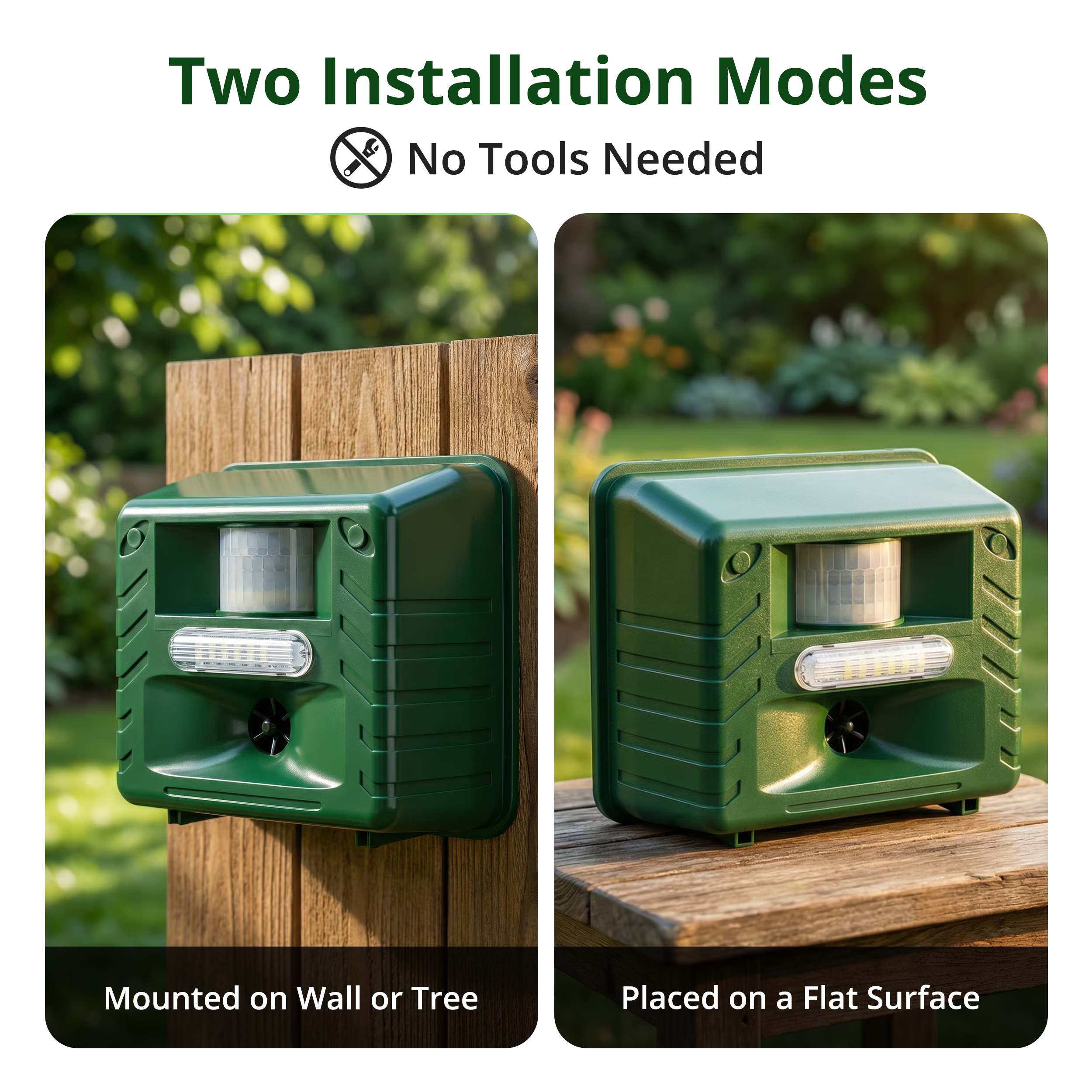 Yard Sentinel + Strobe Light Outdoor Ultrasonic Animal Repeller, Waterproof – Cat Repellent, Skunk Repellent, and Bird Repellent (1-Pack)