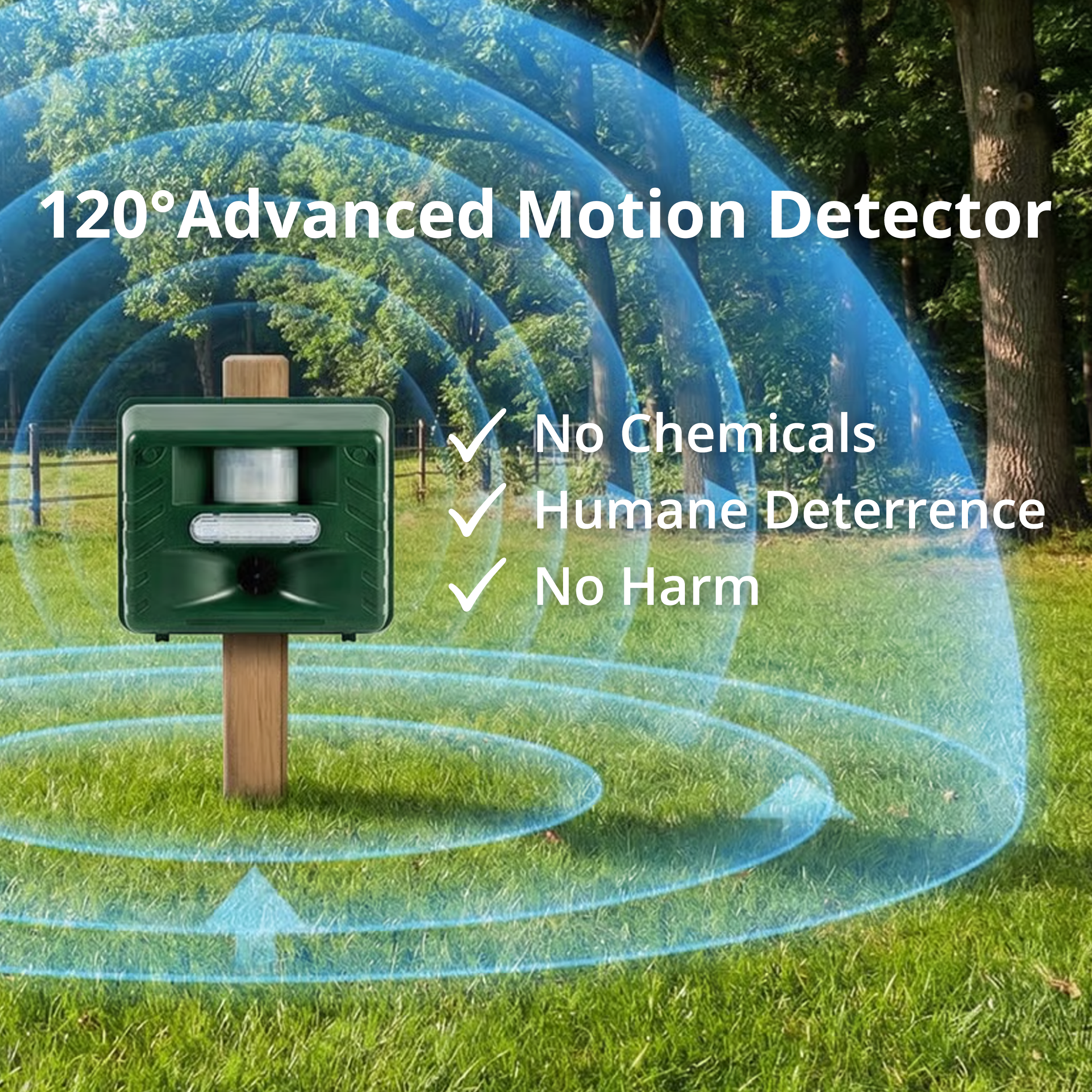 Yard Sentinel + Strobe Light Outdoor Ultrasonic Animal Repeller, Waterproof – Cat Repellent, Skunk Repellent, and Bird Repellent (1-Pack)