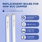 Aspectek Bug Zapper Replacement UV Lamp Bulb Light Tube 20W for 40W Electronic Bug Zapper, 2-Pack