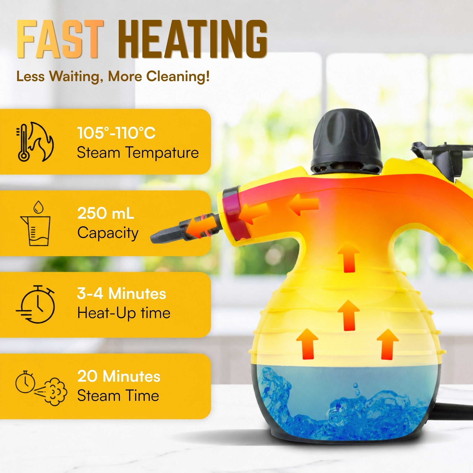 Comforday Handheld Pressurized Steam Cleaner with 9 Accessories