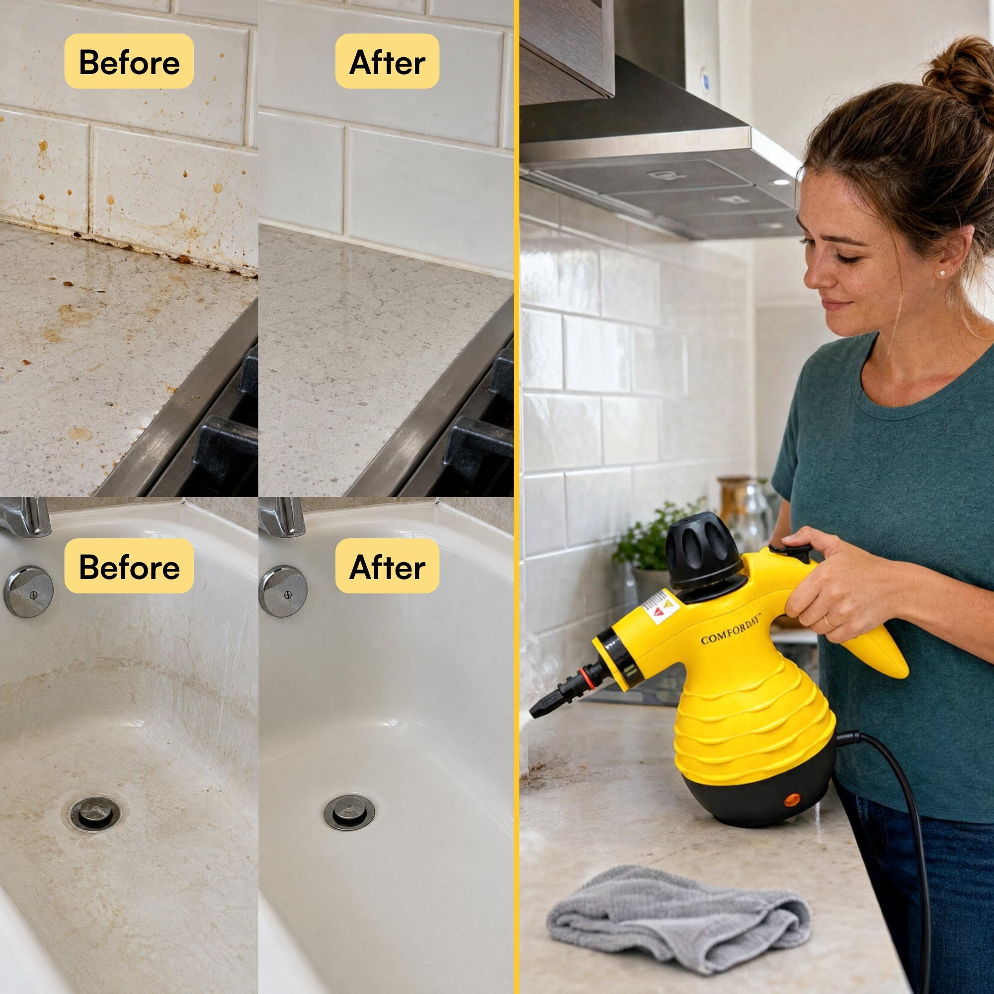 Comforday Handheld Pressurized Steam Cleaner with 9 Accessories