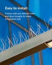 Durable bird spike deterrent to prevent birds from landing on ledges, roofs, and fences