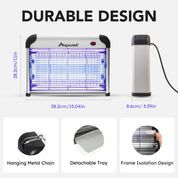 Aspectek 20W indoor bug zapper with protective mesh screen and UV light bulbs, including 2 replacement bulbs

