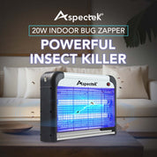 Aspectek 20W Indoor Bug Zapper – Solid Black Insect and Bug Lamp Zapper