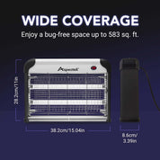 Aspectek 20W Indoor Bug Zapper – Solid Black Insect and Bug Lamp Zapper