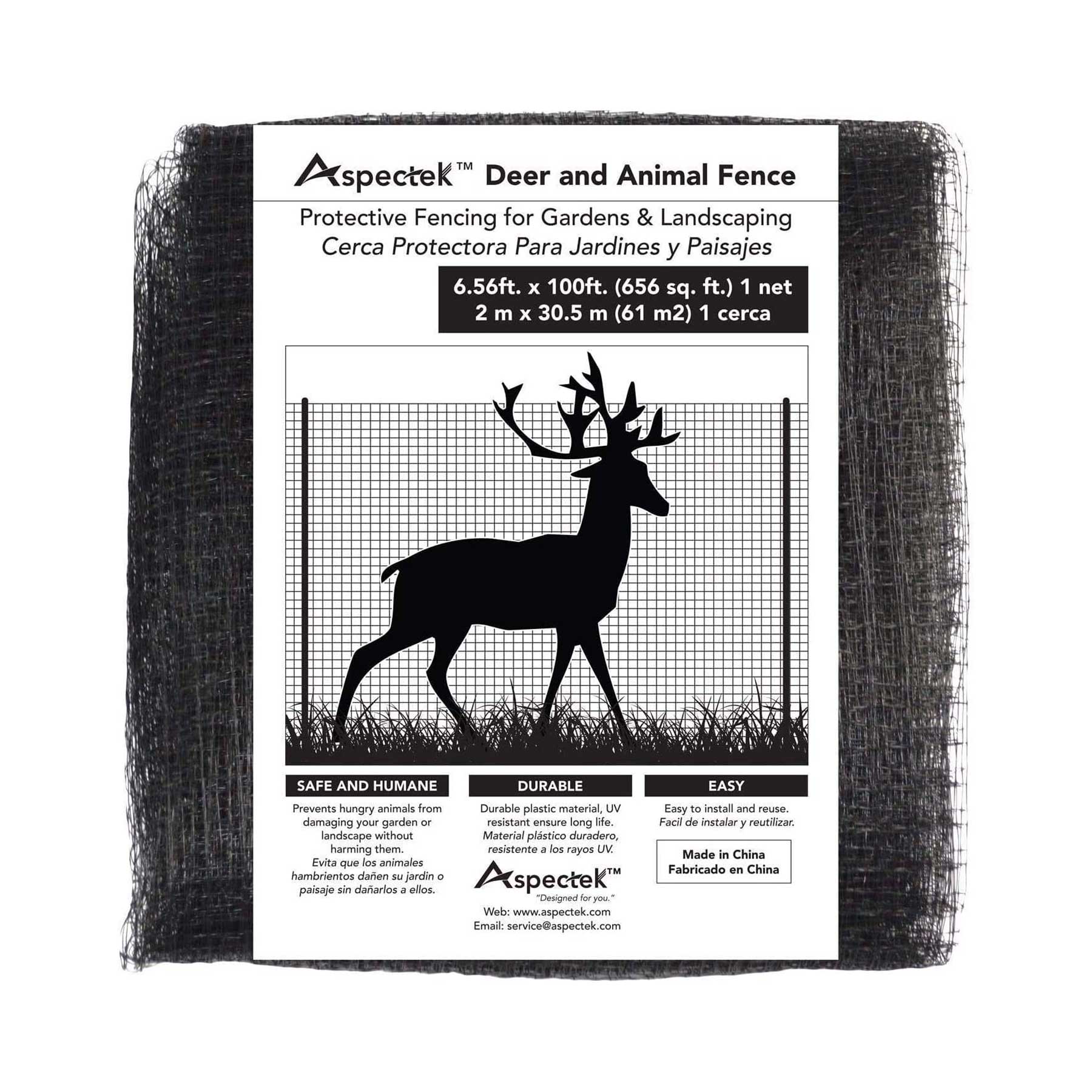Aspectek Deer and Animal Fence Netting, 6.56 x 100 Feet Bird Netting for Garden Protection, Easy to Use and Reusable, Black