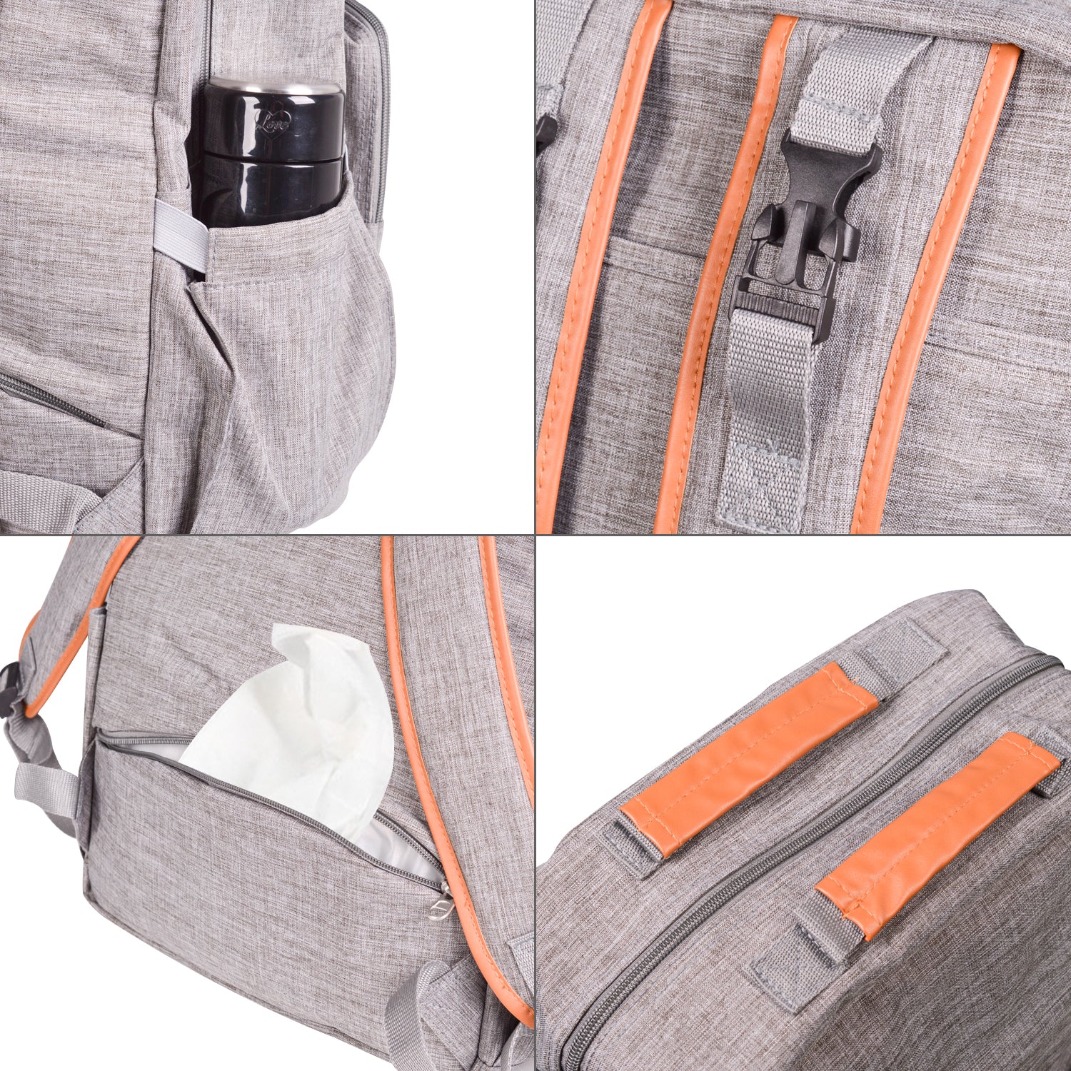 Aspectek Multi-Functional Diaper Bag Backpack with Insulated Bottle Pockets, Large Capacity Baby Bag, Waterproof Travel Backpack for Moms & Dads with Stroller Straps & Multiple Compartments