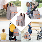 Aspectek Multi-Functional Diaper Bag Backpack with Insulated Bottle Pockets, Large Capacity Baby Bag, Waterproof Travel Backpack for Moms & Dads with Stroller Straps & Multiple Compartments