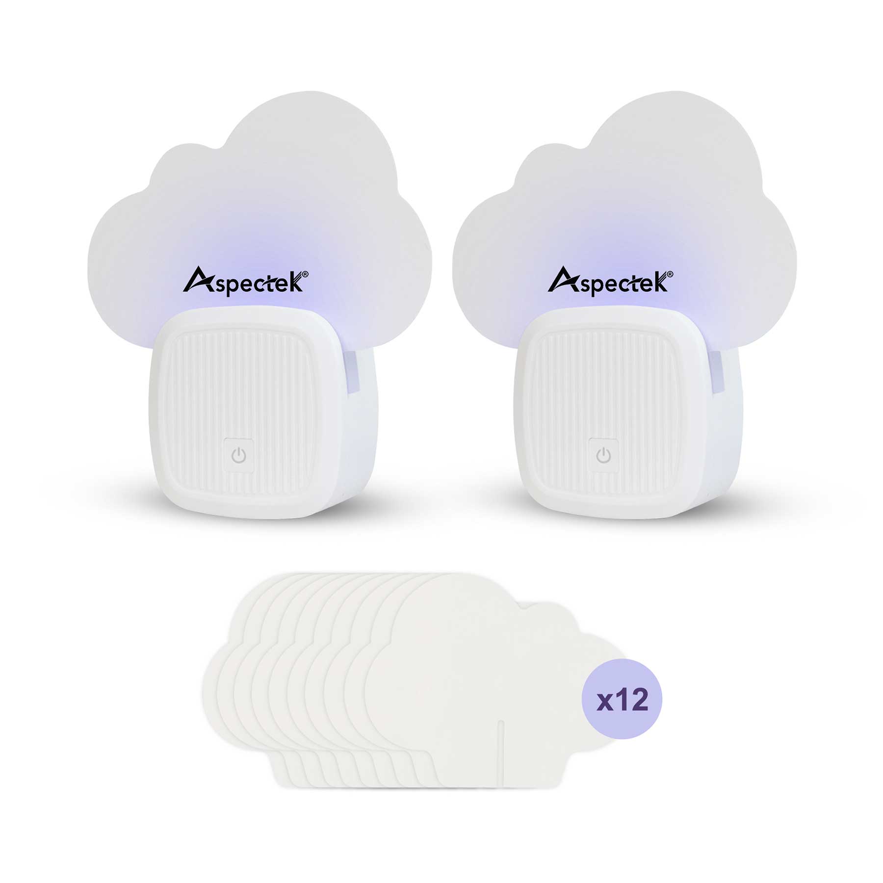 Aspectek Sticky Fly Insect Trap for Indoor, Plug-in Blue Light Bug Trap, Odorless, Noiseless, Chemicaless, with 12 Packs of Sticky Glue Pads (2 Pack)