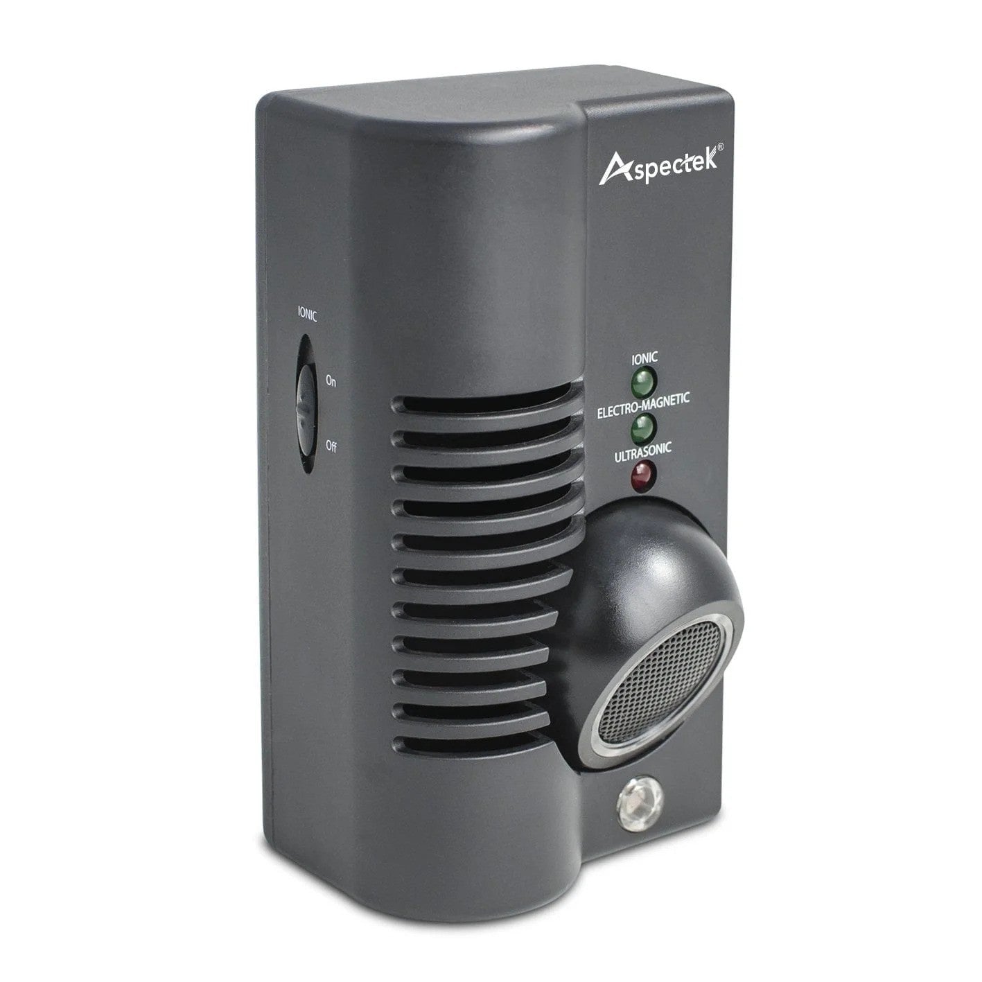 Gray electronic device with 'Aspectek' branding on a white background