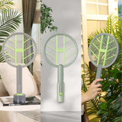 Aspectek 3000V Rechargeable Electric Fly Swatter Bug Zapper Racket, Portable Indoor and Outdoor Insect Killer with USB Charging Cable and Wall Bracket, White/Green, 1-Pack