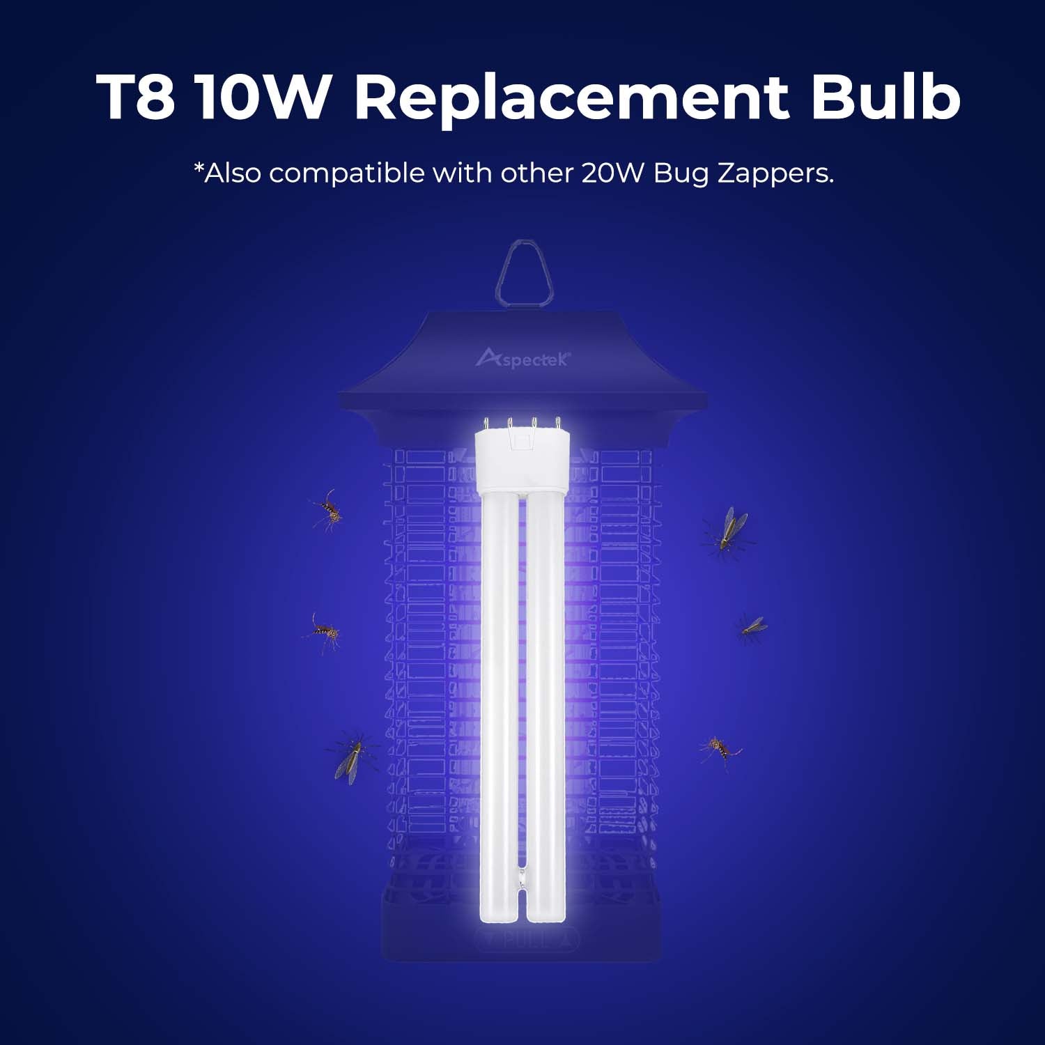 Aspectek Replacement UV Lamp Bulb for Outdoor Bug Zapper, H-Shaped Twin Tube Light Bulbs,