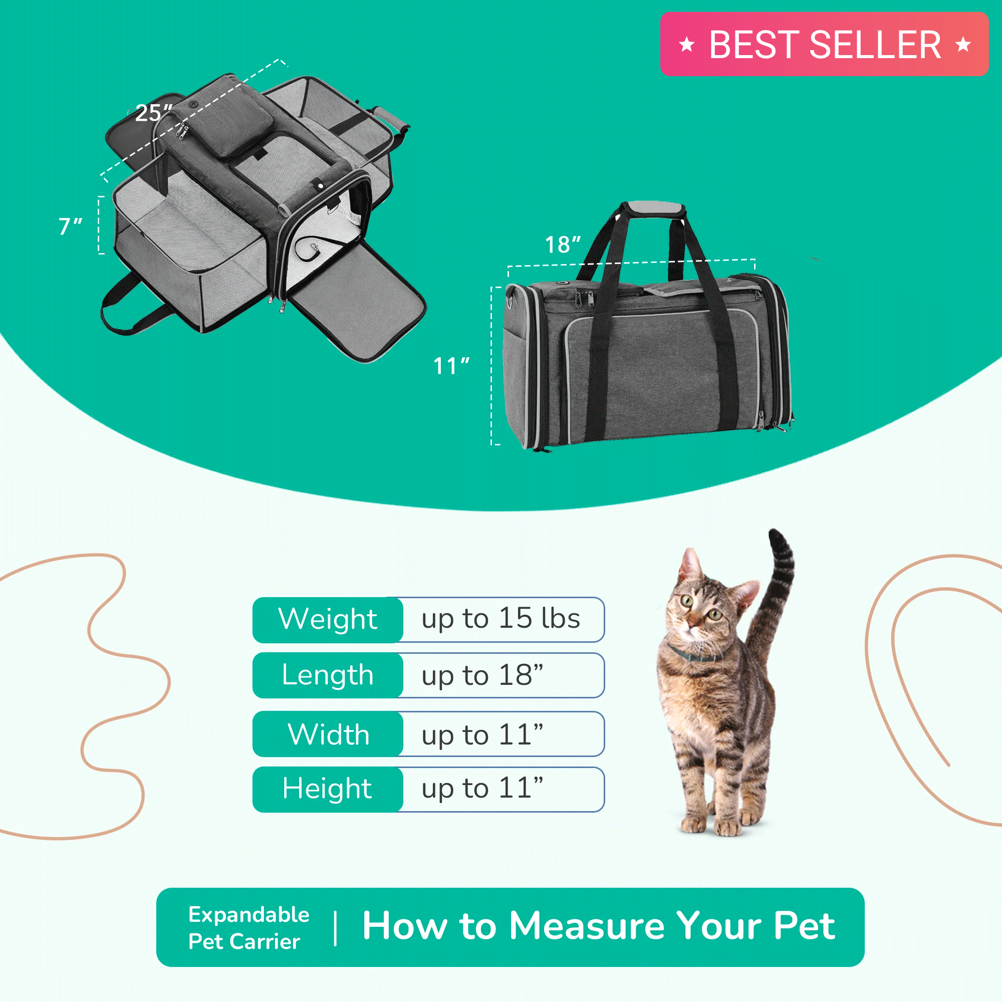PetsN all Pet Carrier Cat Carrier Airline Approved 2 Sides