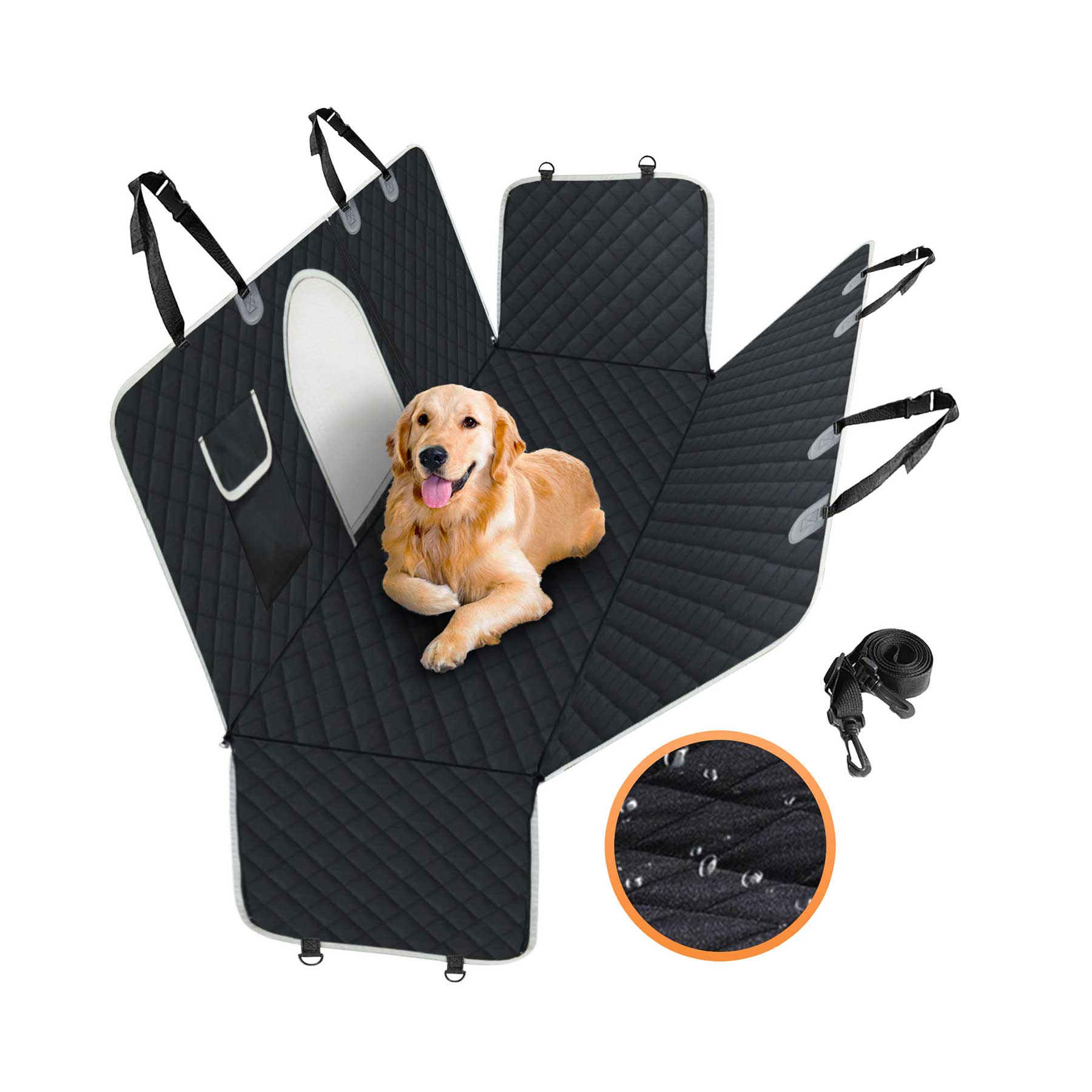 PetsN'all Durable Dog Car Seat Cover to Protect from Scratches, Dirt, Hair and Other Messes, Easy to Clean, 100% Waterproof, Washable, Nonslip, with Mesh Window for Cars Trucks and SUVs 54WX58L Black