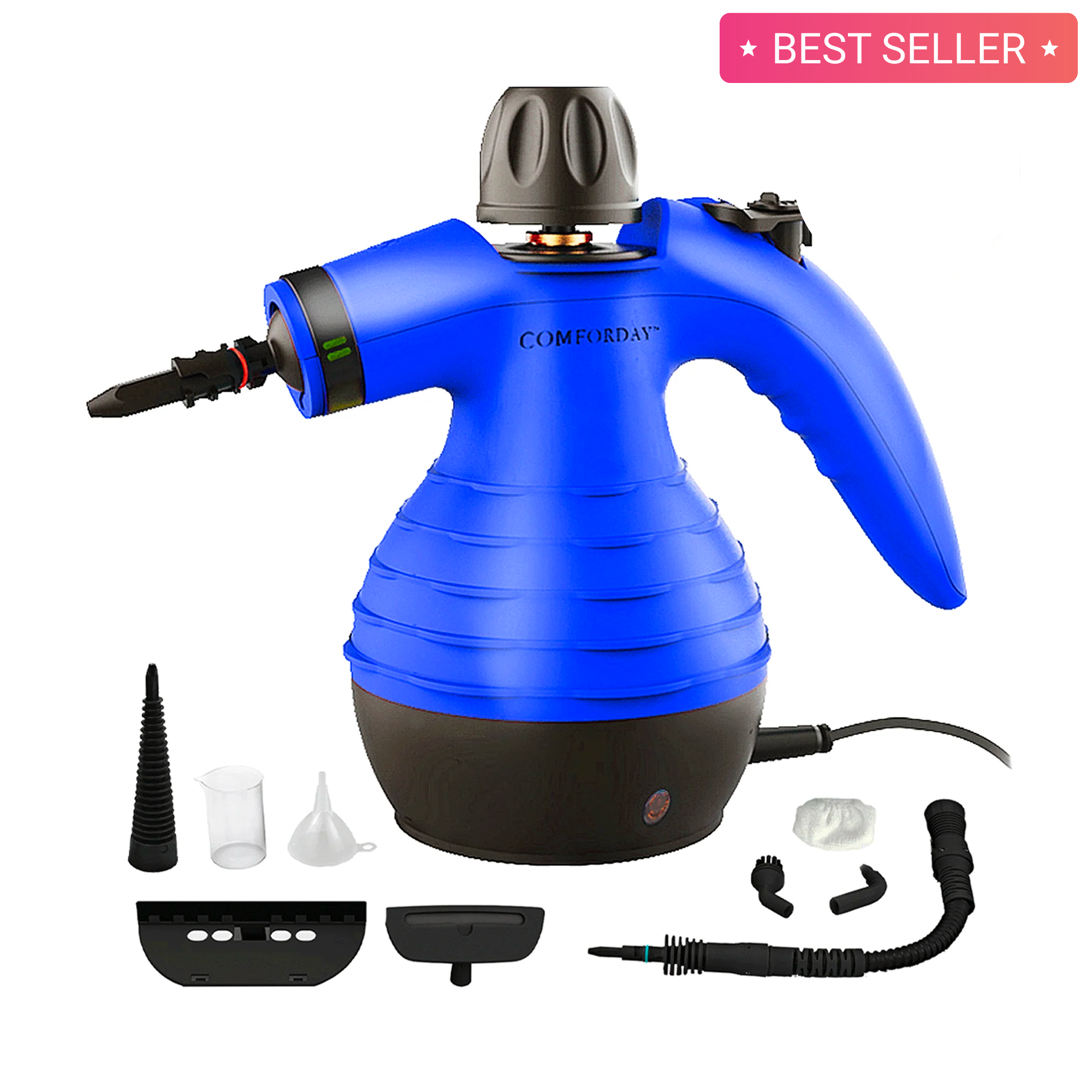 Comforday Multi-Purpose Handheld Pressurized Steam Cleaner with 9-Piece Accessories