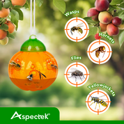 Aspectek Wasp Trap 2-Pack (Pumpkin Shape) Traps Wasps, Bee Traps Hornets, and Bees (Wasp Trap)