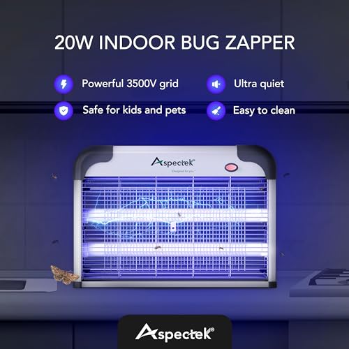Upgraded indoor bug zapper with high-voltage electric grid and UV light for mosquitos, flies, and moths