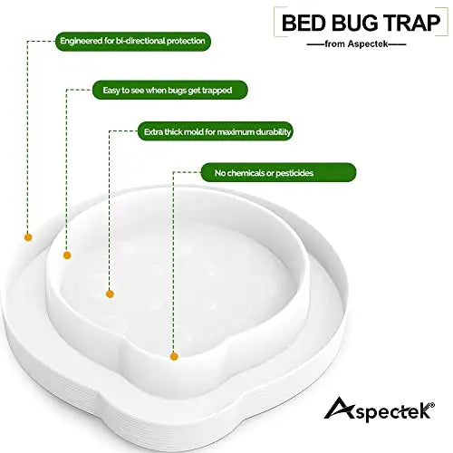 Aspectek Bed Bug Trap, Bed Bug Interceptor, Bed Bug Traps (Pack of 4). Flea Traps, Safe Eco Friendly, Bed Bug Eliminator (White)
