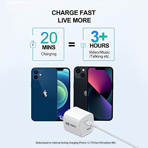 NERDI USB C Wall Charger, 20W PD Type C Charger for iPhone 13/Mini/Pro/Pro Max/iPhone 12 &11/Mini/Pro/Pro Max/iPhone X/XS/XR/8/8 Plus/SE, Galaxy, Pixel 4/3, iPad/iPad Mini (Cable Not Included)