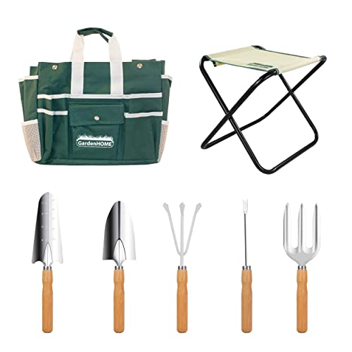 garden stool and tool set GardenHOME Garden Tool Set, Stainless Steel 7 Piece Tool Set, Heavy Du – Aspectek