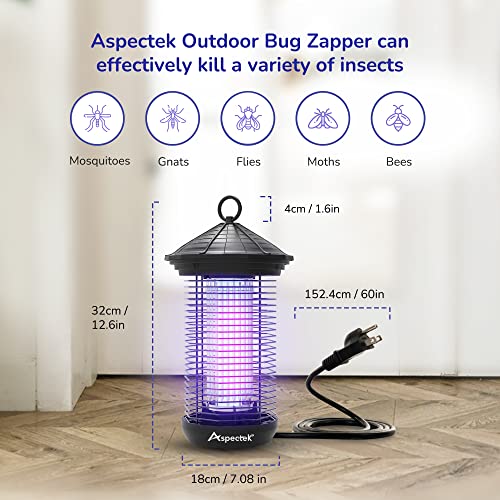 Aspectek Bug Zapper 20W Electric Mosquito Zapper, Insect Fly Zapper, UV Light Fly Killer for Outdoor and Indoor use, Waterproof, Up to 1000sq. FT Coverage, Including Free 1 Pack Replacement Bulb